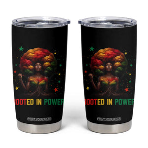 Melanin Queen Rooted In Power Tumbler Cup African American Afro Tree Of Life TS12 Black Print Your Wear