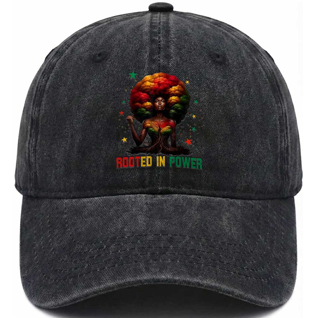 Melanin Queen Rooted In Power Washed Cotton Baseball Cap African American Afro Tree Of Life TS12 Print Your Wear
