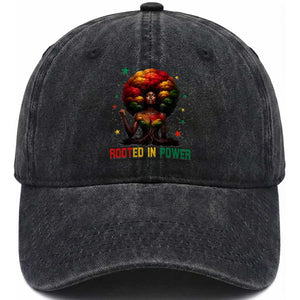Melanin Queen Rooted In Power Washed Cotton Baseball Cap African American Afro Tree Of Life TS12 Print Your Wear