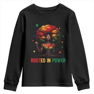 Melanin Queen Rooted In Power Youth Sweatshirt African American Afro Tree Of Life TS12 Black Print Your Wear