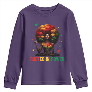 Melanin Queen Rooted In Power Youth Sweatshirt African American Afro Tree Of Life TS12 Purple Print Your Wear