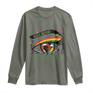 Breaking Every Chain Long Sleeve Shirt Black History Month Freedom Gift TS12 Military Green Print Your Wear