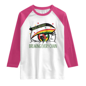 Breaking Every Chain Raglan Shirt Black History Month Freedom Gift TS12 White Heliconia Print Your Wear