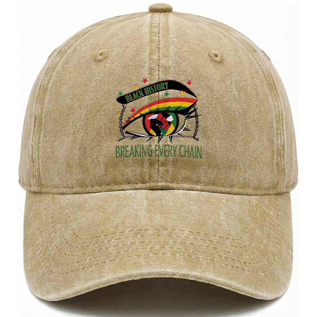 Breaking Every Chain Washed Cotton Baseball Cap Black History Month Freedom Gift TS12 Print Your Wear