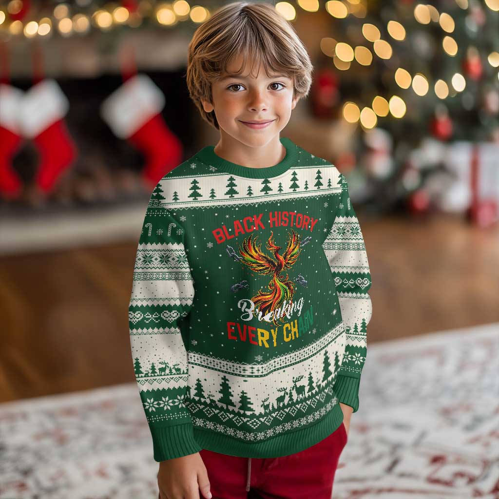 Phoenix Rising Breaking Every Chain Ugly Christmas Sweater Black History Month Freedom Gift TS12 Forest Green Beige Print Your Wear