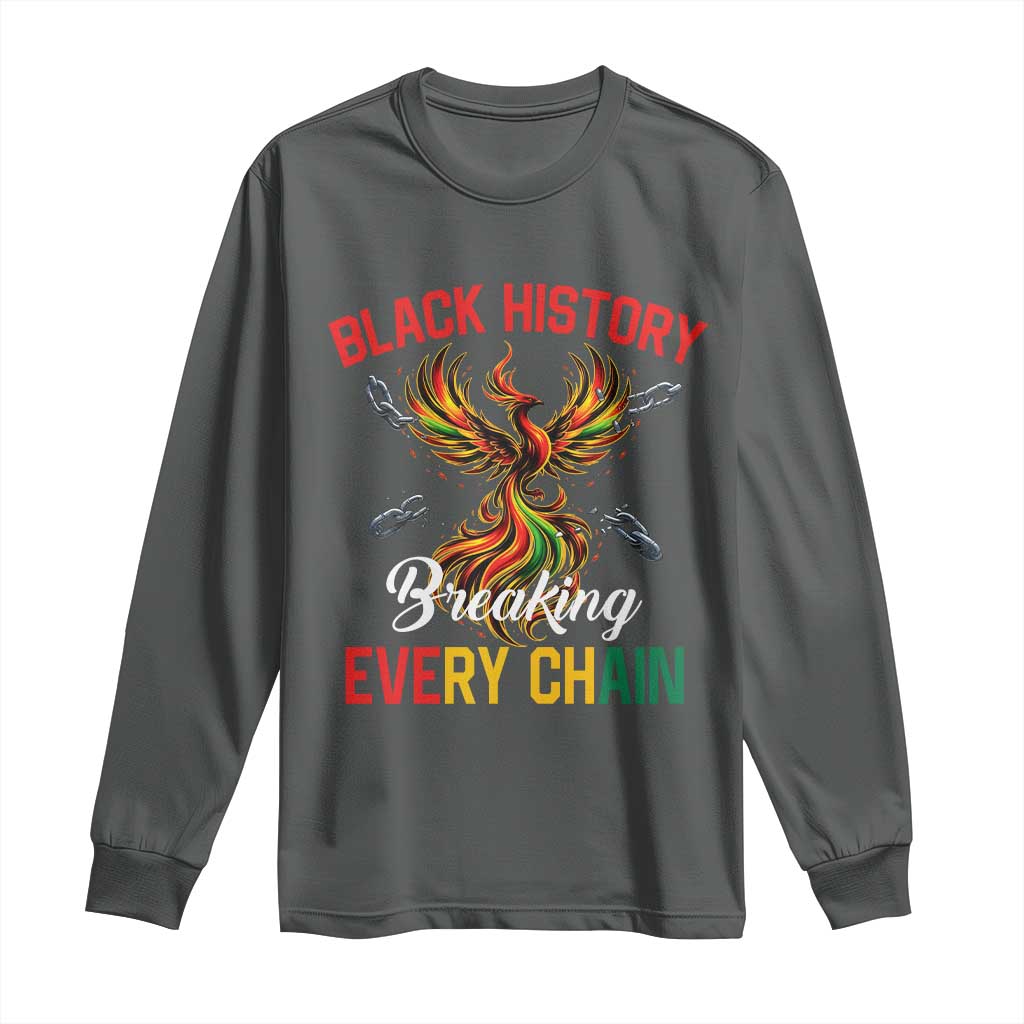 Phoenix Rising Breaking Every Chain Long Sleeve Shirt Black History Month Freedom Gift TS12 Dark Heather Print Your Wear