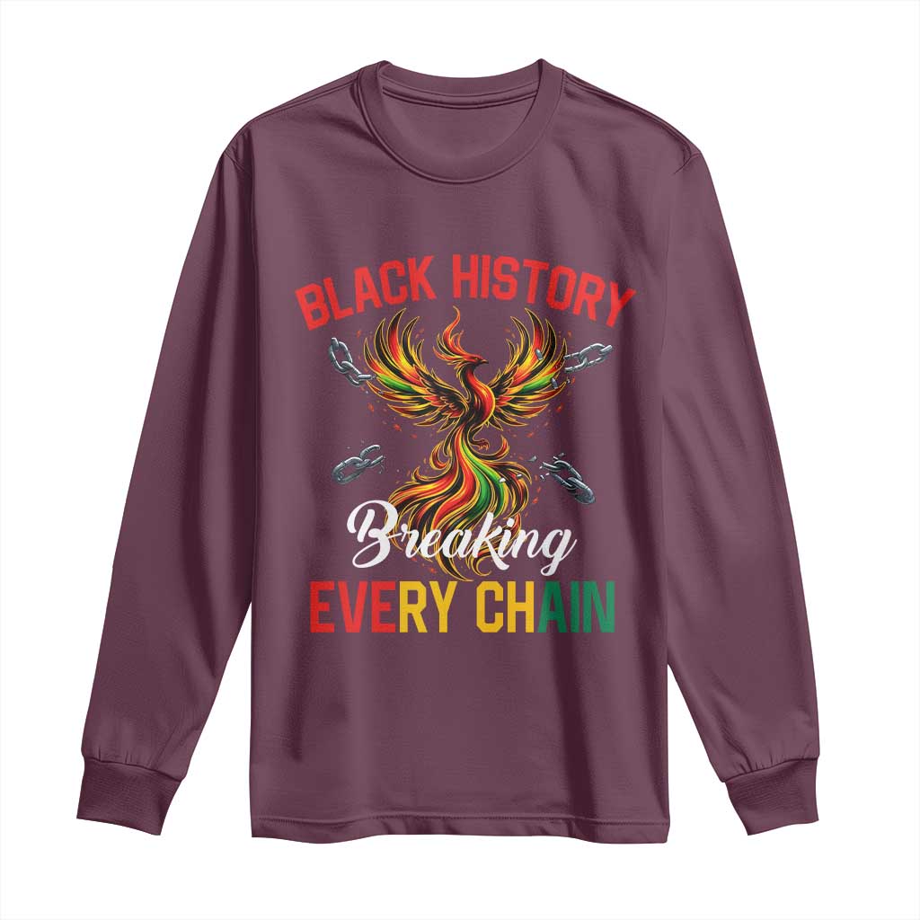 Phoenix Rising Breaking Every Chain Long Sleeve Shirt Black History Month Freedom Gift TS12 Maroon Print Your Wear