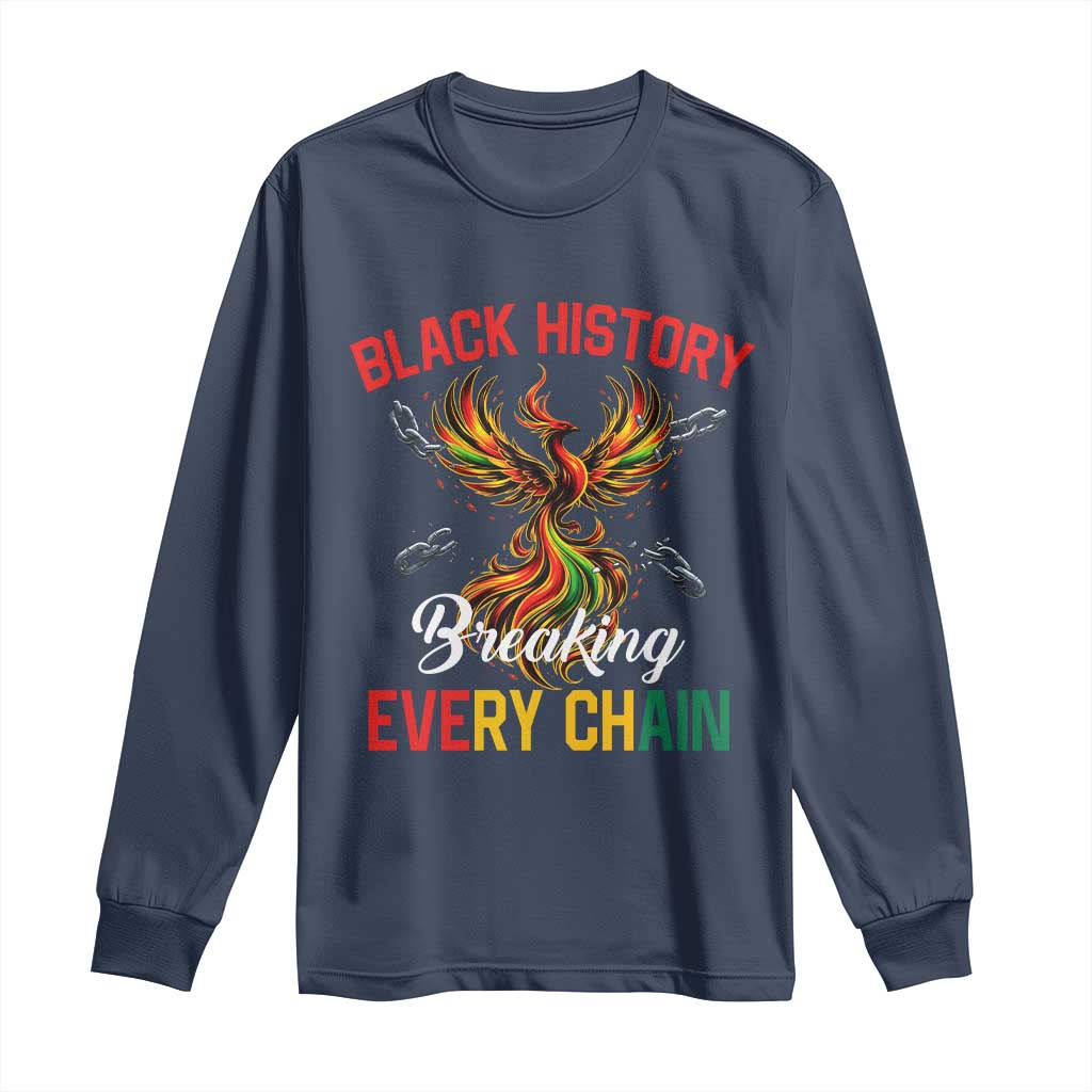 Phoenix Rising Breaking Every Chain Long Sleeve Shirt Black History Month Freedom Gift TS12 Navy Print Your Wear