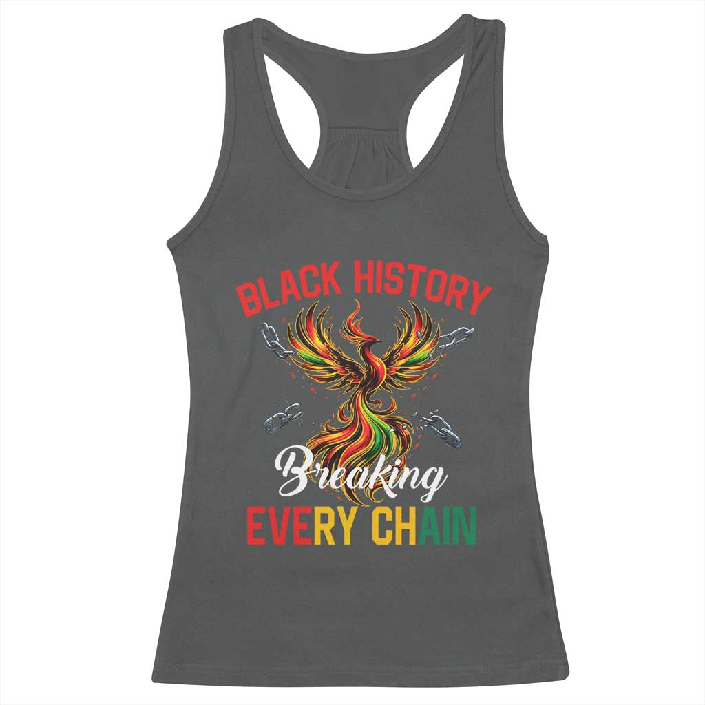 Phoenix Rising Breaking Every Chain Racerback Tank Top Black History Month Freedom Gift TS12 Dark Heather Print Your Wear