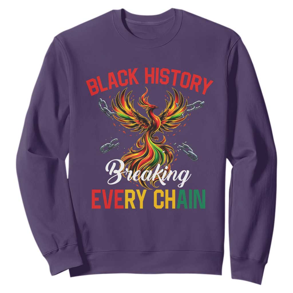 Phoenix Rising Breaking Every Chain Sweatshirt Black History Month Freedom Gift TS12 Purple Print Your Wear