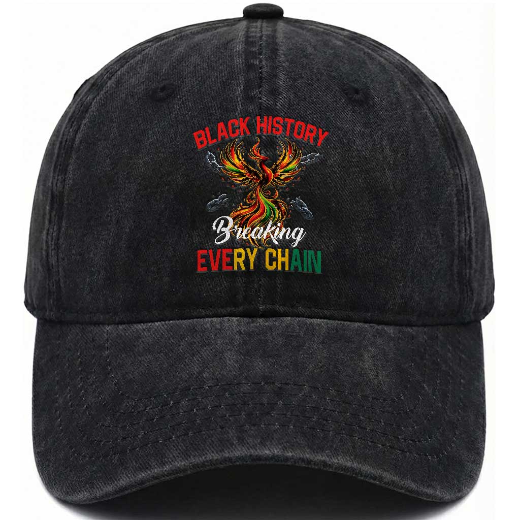 Phoenix Rising Breaking Every Chain Washed Cotton Baseball Cap Black History Month Freedom Gift TS12 Print Your Wear