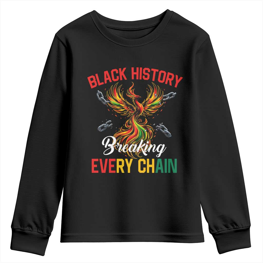 Phoenix Rising Breaking Every Chain Youth Sweatshirt Black History Month Freedom Gift TS12 Black Print Your Wear