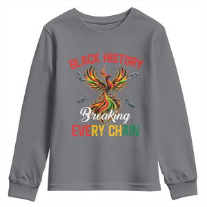 Phoenix Rising Breaking Every Chain Youth Sweatshirt Black History Month Freedom Gift TS12 Charcoal Print Your Wear