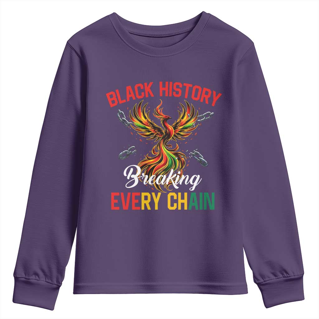 Phoenix Rising Breaking Every Chain Youth Sweatshirt Black History Month Freedom Gift TS12 Purple Print Your Wear