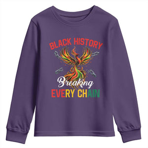 Phoenix Rising Breaking Every Chain Youth Sweatshirt Black History Month Freedom Gift TS12 Purple Print Your Wear