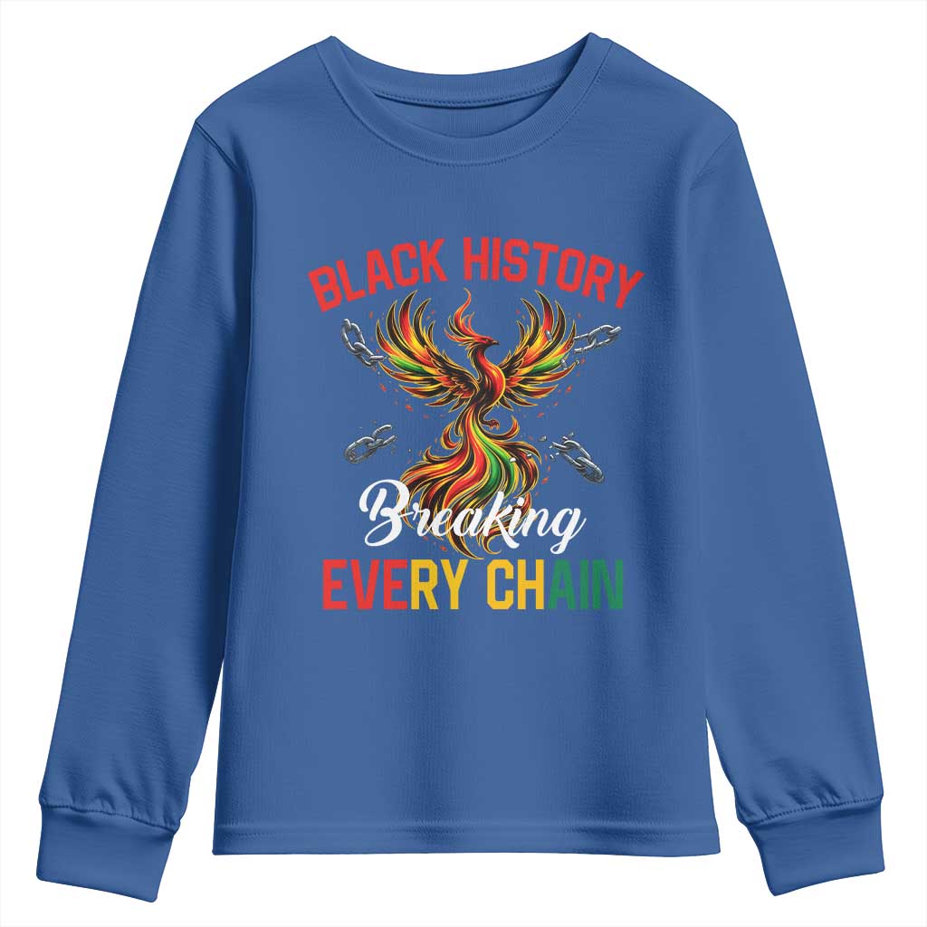 Phoenix Rising Breaking Every Chain Youth Sweatshirt Black History Month Freedom Gift TS12 Royal Blue Print Your Wear