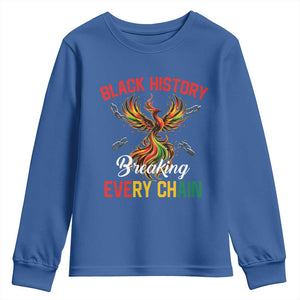 Phoenix Rising Breaking Every Chain Youth Sweatshirt Black History Month Freedom Gift TS12 Royal Blue Print Your Wear
