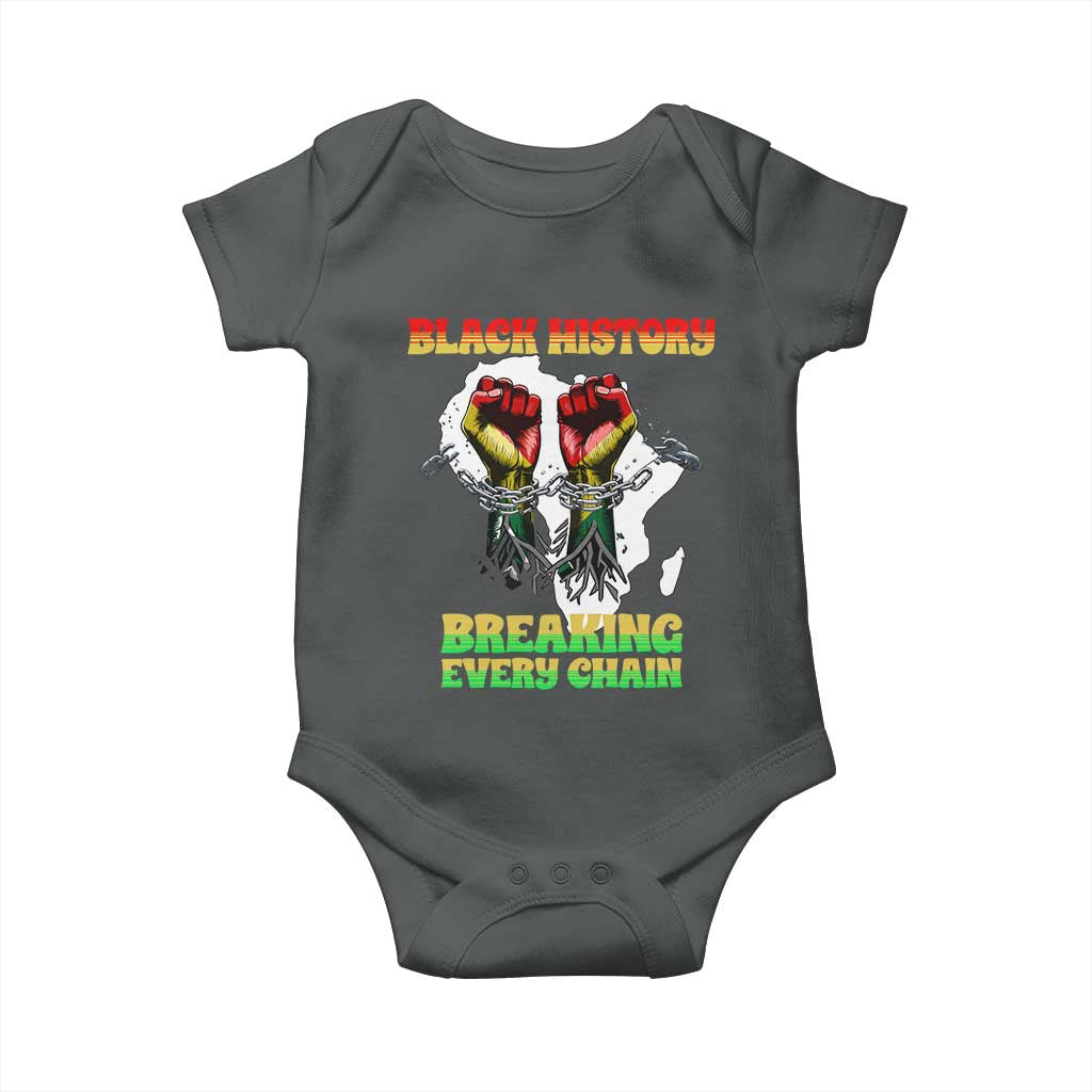 African American Civil Rights Gift Baby Onesie Breaking Every Chain TS12 Dark Heather Print Your Wear