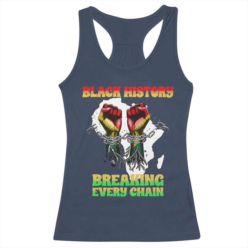 African American Civil Rights Gift Racerback Tank Top Breaking Every Chain TS12 Navy Print Your Wear
