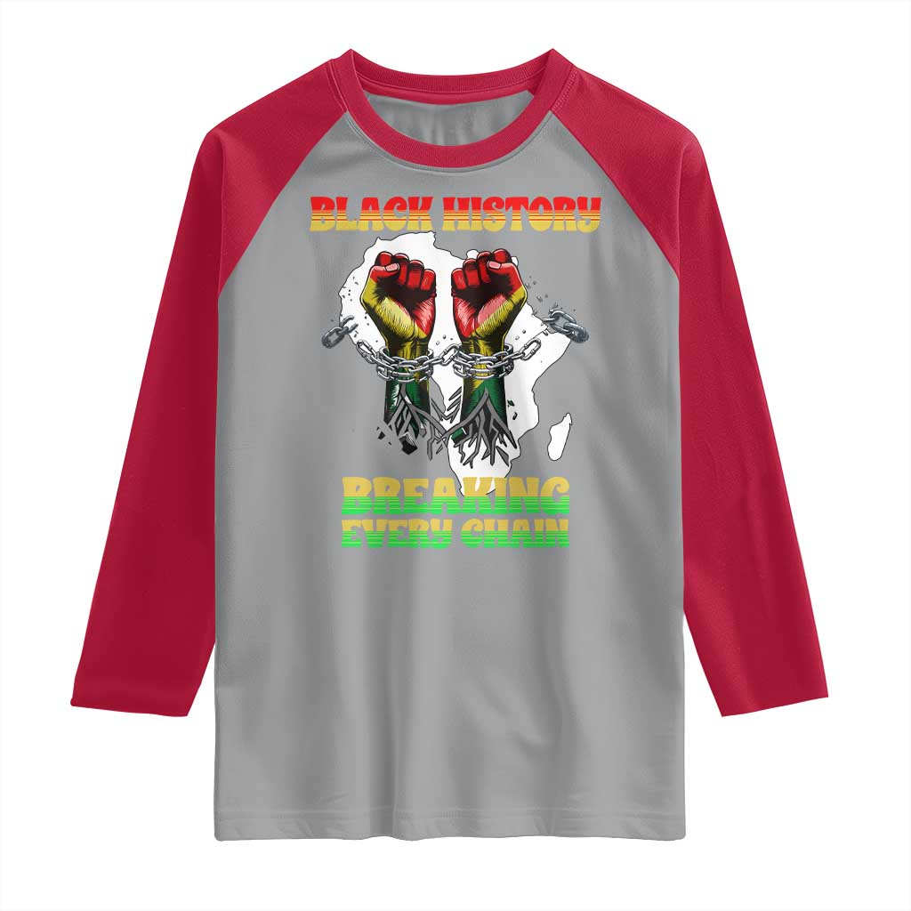 African American Civil Rights Gift Raglan Shirt Breaking Every Chain TS12 Sport Gray Red Print Your Wear