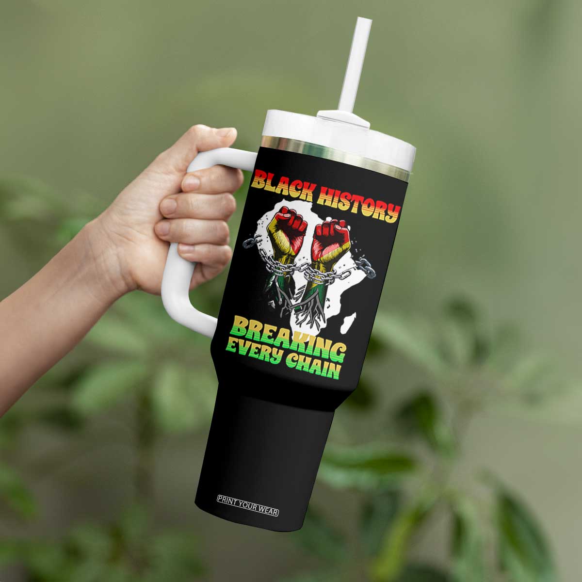 African American Civil Rights Gift Tumbler With Handle Breaking Every Chain TS12 Print Your Wear