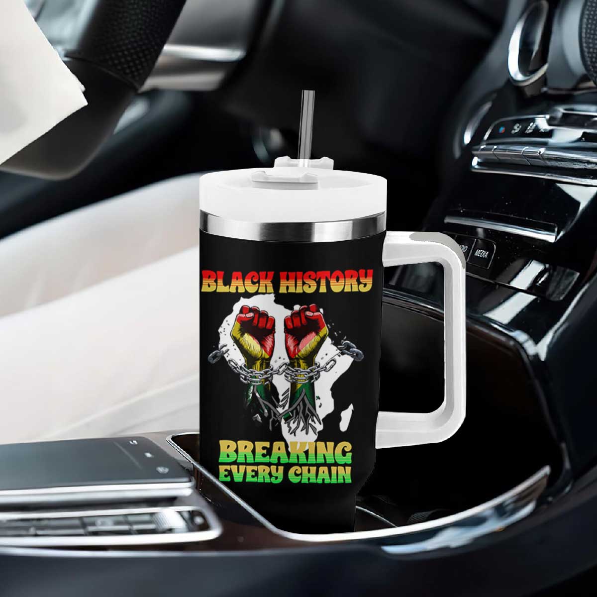 African American Civil Rights Gift Tumbler With Handle Breaking Every Chain TS12 Print Your Wear