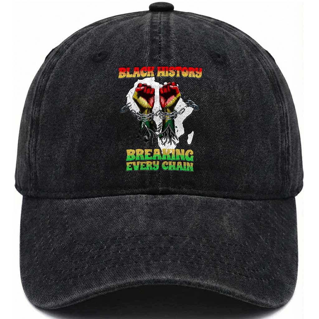 African American Civil Rights Gift Washed Cotton Baseball Cap Breaking Every Chain TS12 Print Your Wear