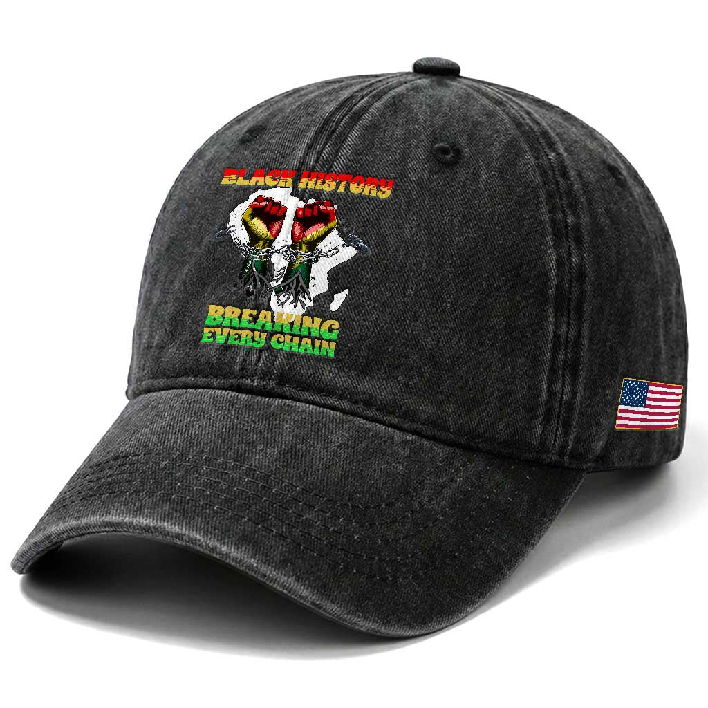 African American Civil Rights Gift Washed Cotton Baseball Cap Breaking Every Chain TS12 Print Your Wear