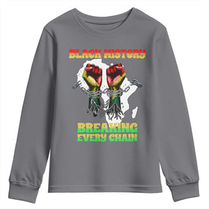 African American Civil Rights Gift Youth Sweatshirt Breaking Every Chain TS12 Charcoal Print Your Wear