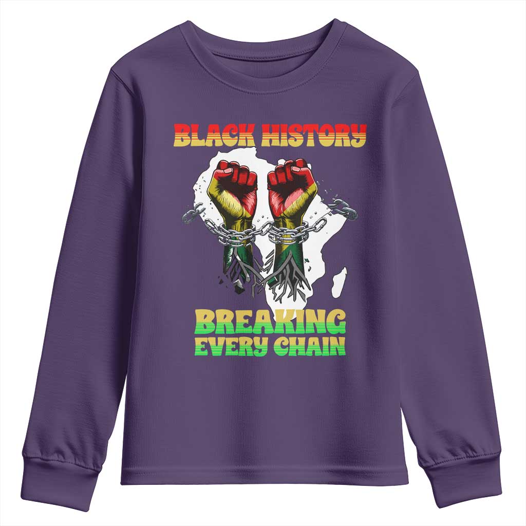 African American Civil Rights Gift Youth Sweatshirt Breaking Every Chain TS12 Purple Print Your Wear