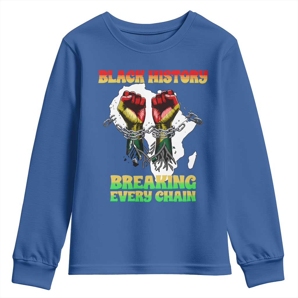 African American Civil Rights Gift Youth Sweatshirt Breaking Every Chain TS12 Royal Blue Print Your Wear