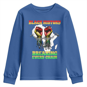 African American Civil Rights Gift Youth Sweatshirt Breaking Every Chain TS12 Royal Blue Print Your Wear