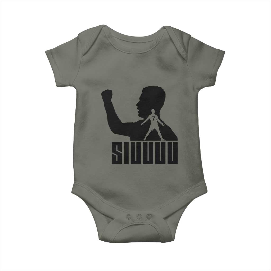 Siuuuu Number Seven Soccer Celebration Baby Onesie Funny Sport Lovers Gift TS12 Military Green Print Your Wear