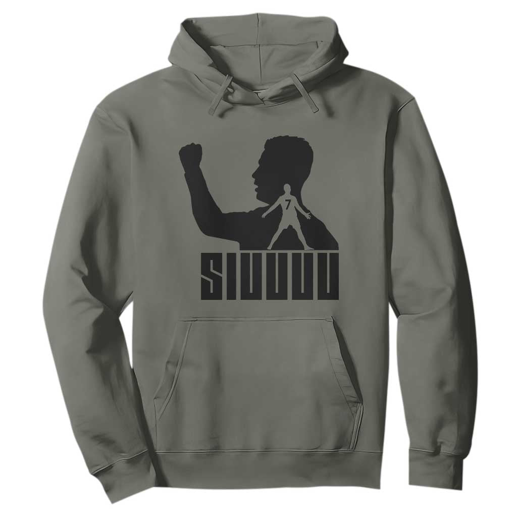 Siuuuu Number Seven Soccer Celebration Hoodie Funny Sport Lovers Gift TS12 Military Green Print Your Wear