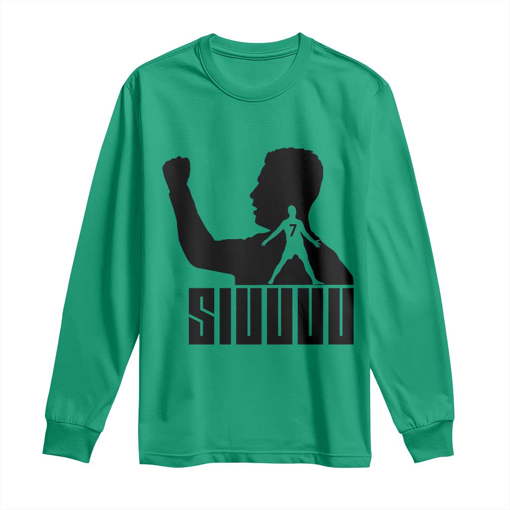 Siuuuu Number Seven Soccer Celebration Long Sleeve Shirt Funny Sport Lovers Gift TS12 Irish Green Print Your Wear