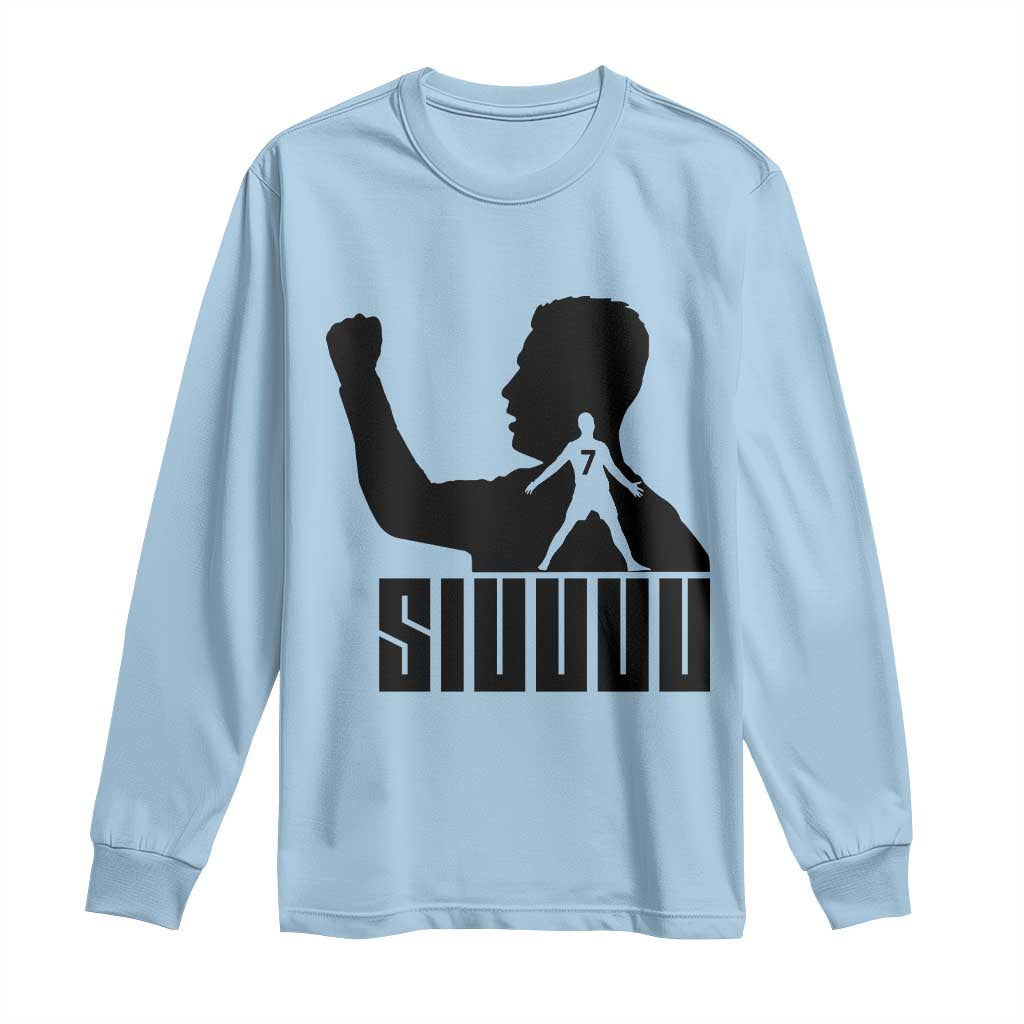 Siuuuu Number Seven Soccer Celebration Long Sleeve Shirt Funny Sport Lovers Gift TS12 Light Blue Print Your Wear