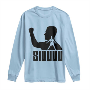 Siuuuu Number Seven Soccer Celebration Long Sleeve Shirt Funny Sport Lovers Gift TS12 Light Blue Print Your Wear