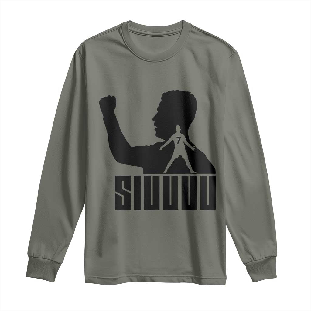 Siuuuu Number Seven Soccer Celebration Long Sleeve Shirt Funny Sport Lovers Gift TS12 Military Green Print Your Wear