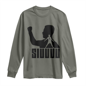 Siuuuu Number Seven Soccer Celebration Long Sleeve Shirt Funny Sport Lovers Gift TS12 Military Green Print Your Wear