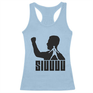 Siuuuu Number Seven Soccer Celebration Racerback Tank Top Funny Sport Lovers Gift TS12 Light Blue Print Your Wear