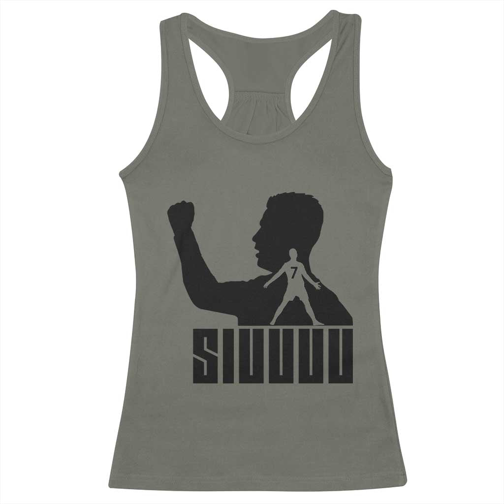 Siuuuu Number Seven Soccer Celebration Racerback Tank Top Funny Sport Lovers Gift TS12 Military Green Print Your Wear