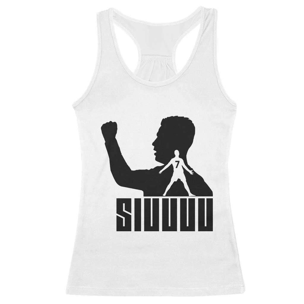 Siuuuu Number Seven Soccer Celebration Racerback Tank Top Funny Sport Lovers Gift TS12 White Print Your Wear