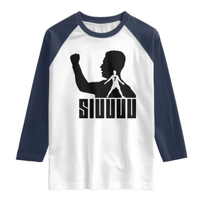 Siuuuu Number Seven Soccer Celebration Raglan Shirt Funny Sport Lovers Gift TS12 White Navy Print Your Wear