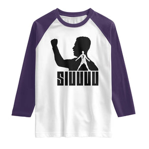 Siuuuu Number Seven Soccer Celebration Raglan Shirt Funny Sport Lovers Gift TS12 White Purple Print Your Wear