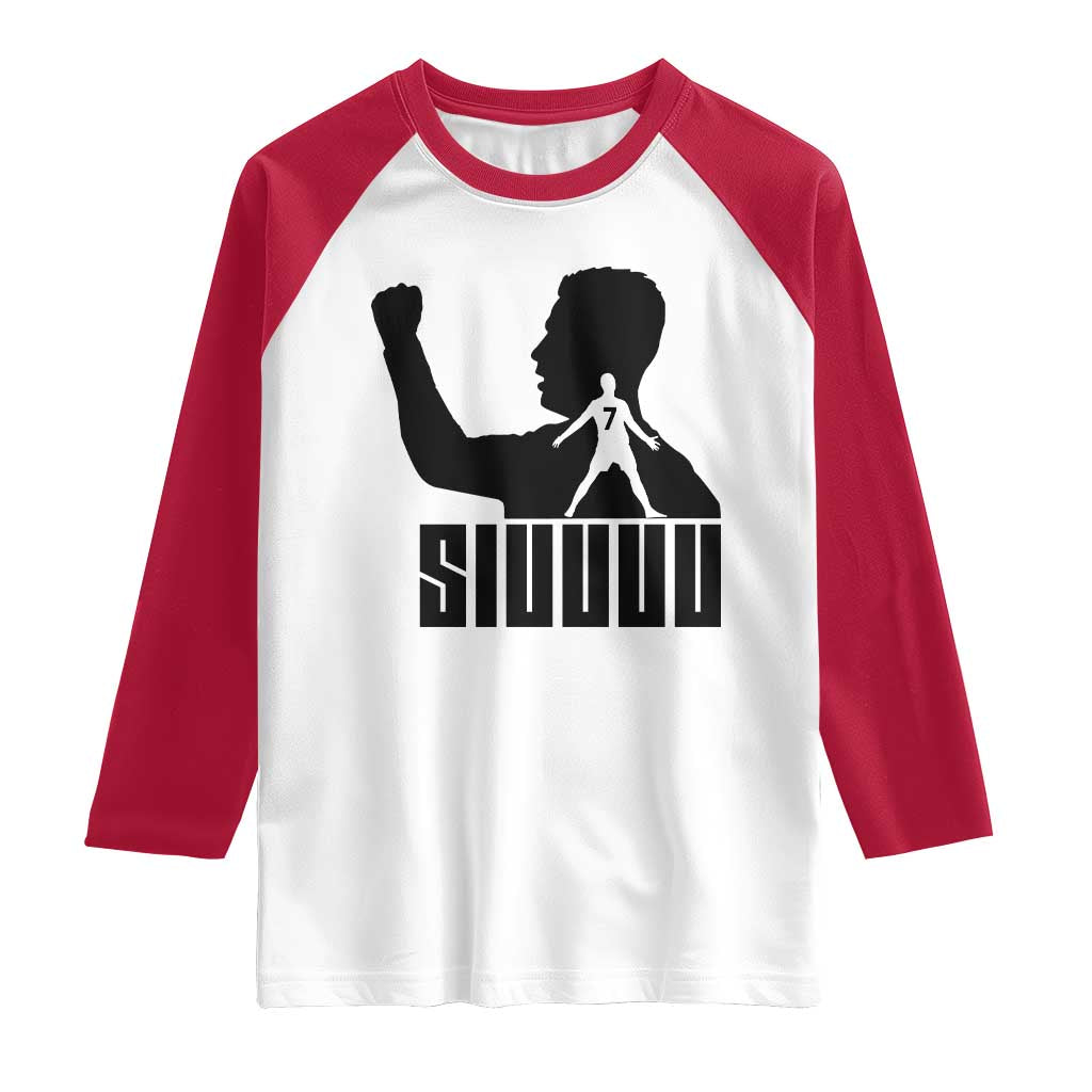 Siuuuu Number Seven Soccer Celebration Raglan Shirt Funny Sport Lovers Gift TS12 White Red Print Your Wear