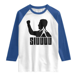 Siuuuu Number Seven Soccer Celebration Raglan Shirt Funny Sport Lovers Gift TS12 White Royal Print Your Wear