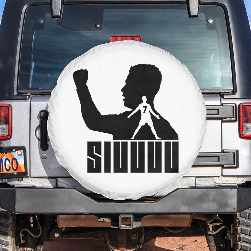 Siuuuu Number Seven Soccer Celebration Spare Tire Cover Funny Sport Lovers Gift TS12 No hole White Print Your Wear
