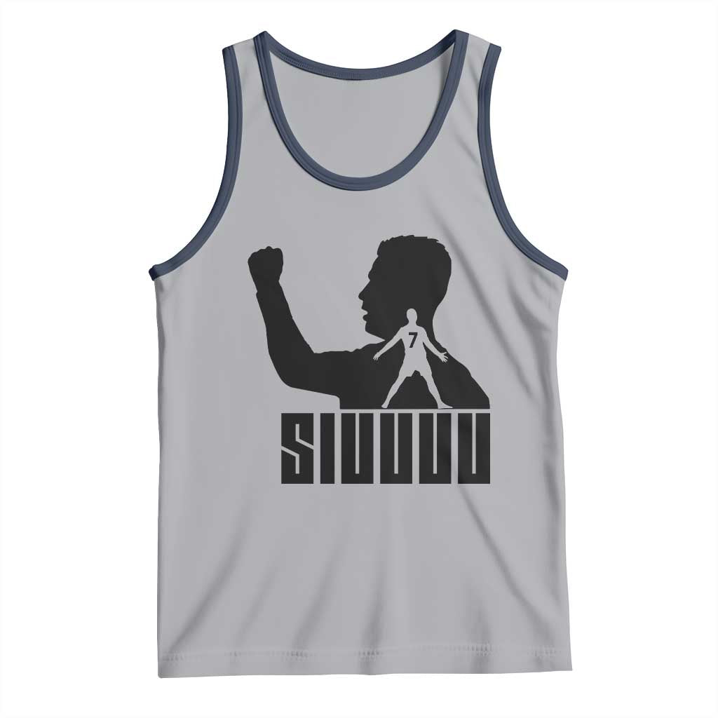 Siuuuu Number Seven Soccer Celebration Tank Top Funny Sport Lovers Gift TS12 Athletic Heather Navy Print Your Wear