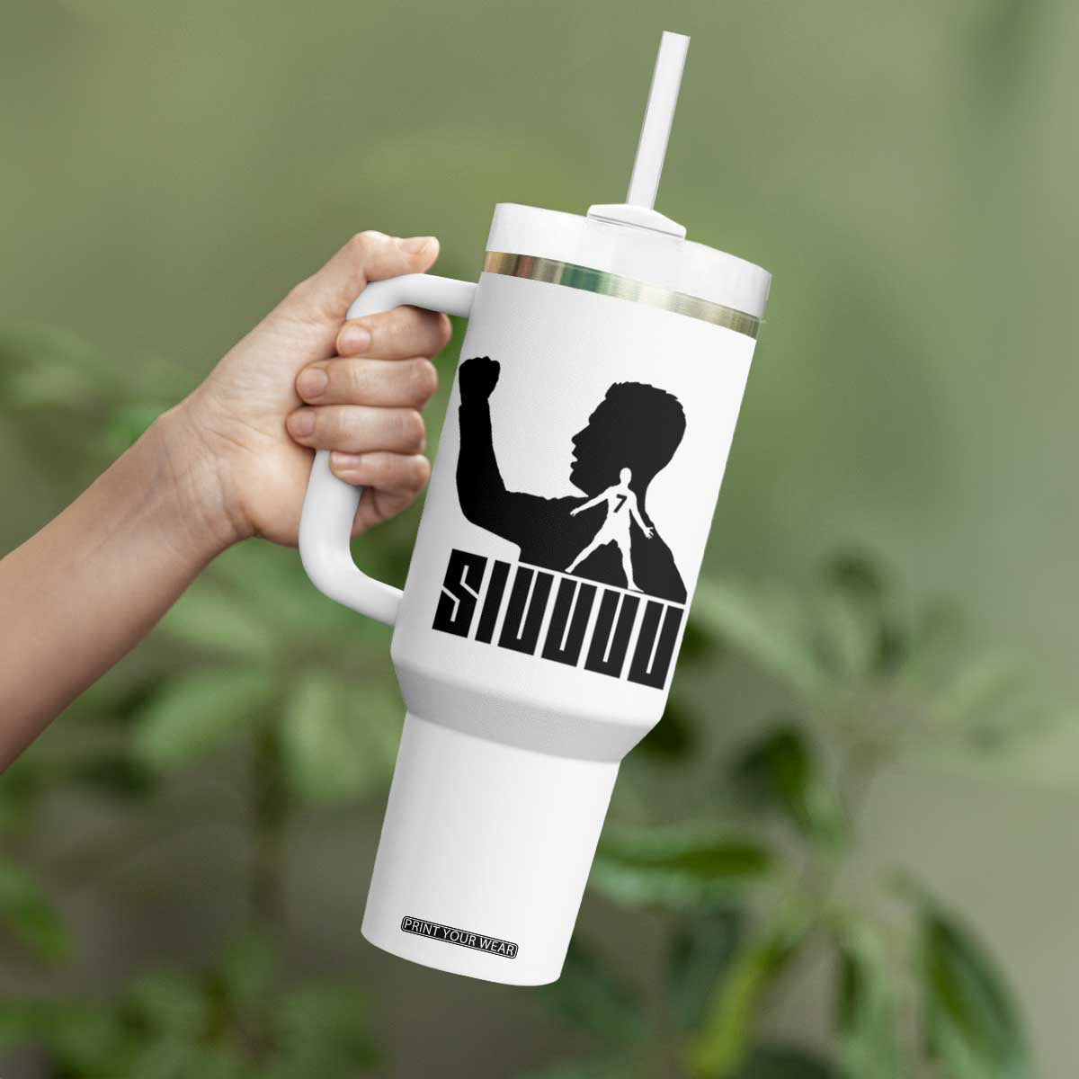 Siuuuu Number Seven Soccer Celebration Tumbler With Handle Funny Sport Lovers Gift TS12 Print Your Wear