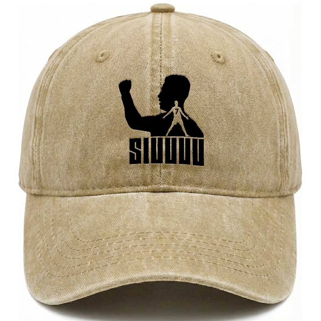 Siuuuu Number Seven Soccer Celebration Washed Cotton Baseball Cap Funny Sport Lovers Gift TS12 Print Your Wear